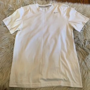 Men’s Nike Dry-Fit, Size Medium. Short-sleeve, white with stripes.